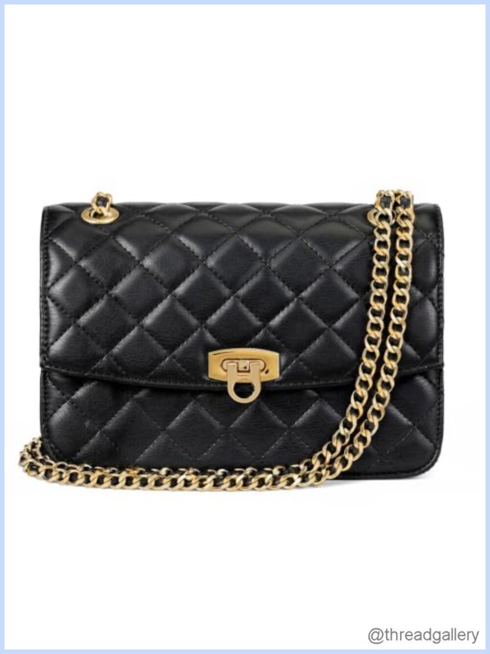 Quilted Vegan Leather Crossbody Purse Small Clutch with Chain Strap